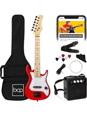 30" Kids Electric Guitar Starter Kit w/ 5W Amp, Strap, Gig Bag & Picks